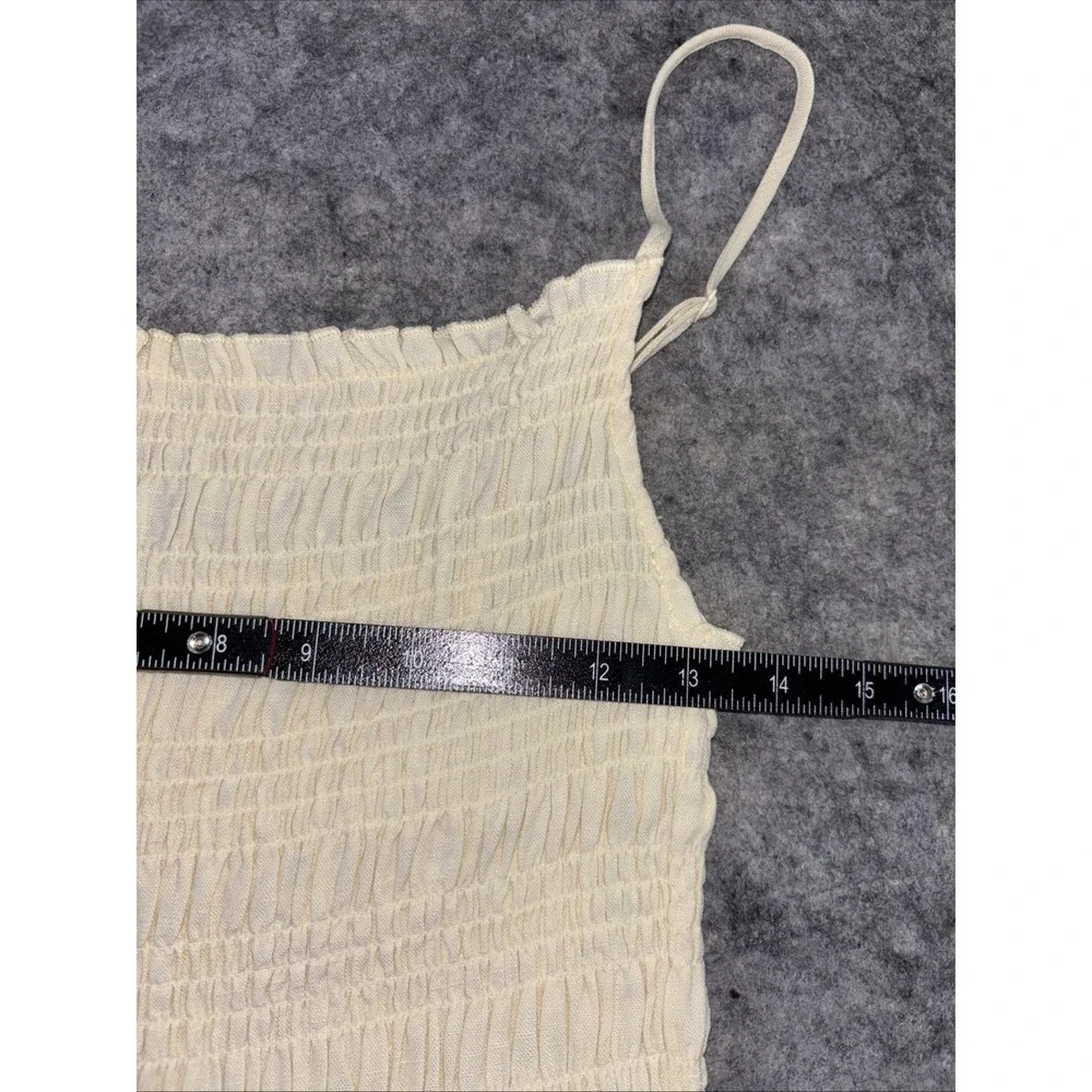 H&M Linen Jumpsuit Women's Medium Pale Yellow Resortwear Wide Leg‎ Minimalist